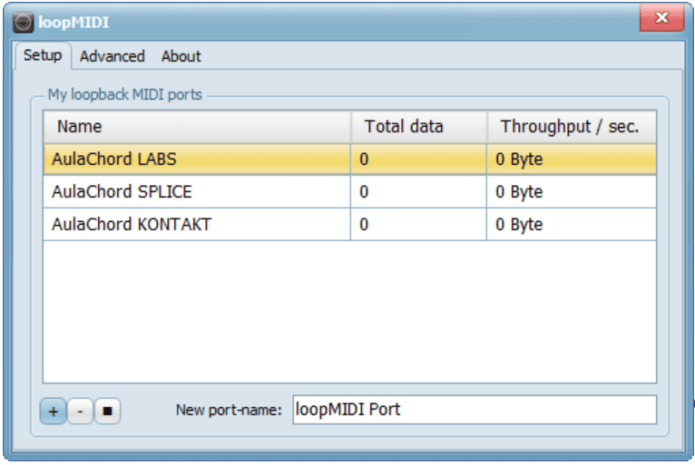 Configuración de puertos en loopMIDI