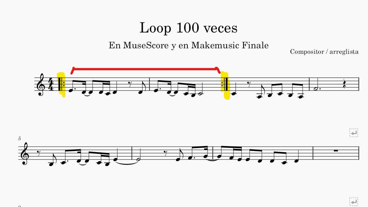 Cómo hacer loop o bucle en 
MuseScore y Finale